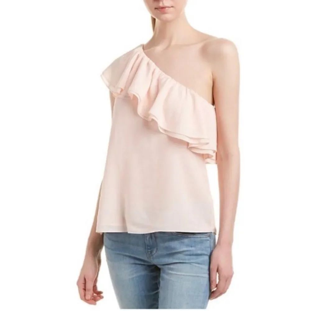 Rebecca Taylor one shoulder ruffle silk top